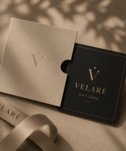 VELARÉ luxury gift card in signature boxed packaging with ribbon