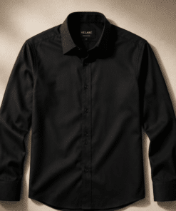 VELARÉ VELARÉ Black Overshirt — flat lay, luxury menswear