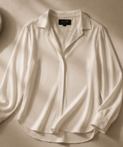 VELARÉ VELARÉ Champagne Silk Shirt — flat lay, luxury menswear
