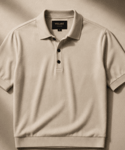 VELARÉ VELARÉ Sand Knit Polo — flat lay, luxury menswear